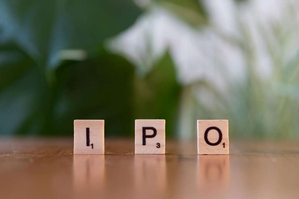 ipo investment concept with wooden blocks